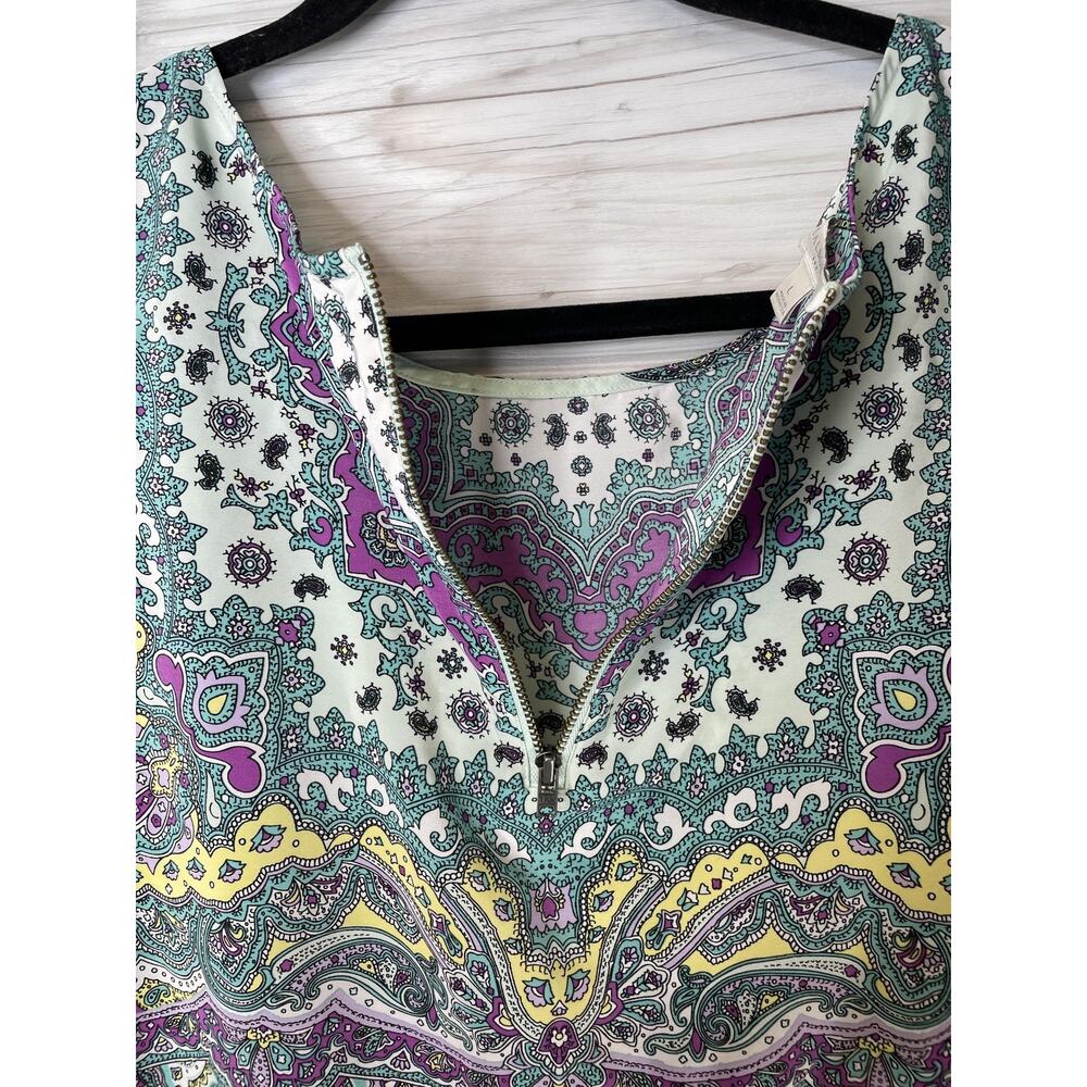 Talbots Sleeveless Shirt Womens Large Multi Color Paisley Print Zip Back Top - Picture 9 of 9